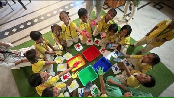 Children playing with educational toys
